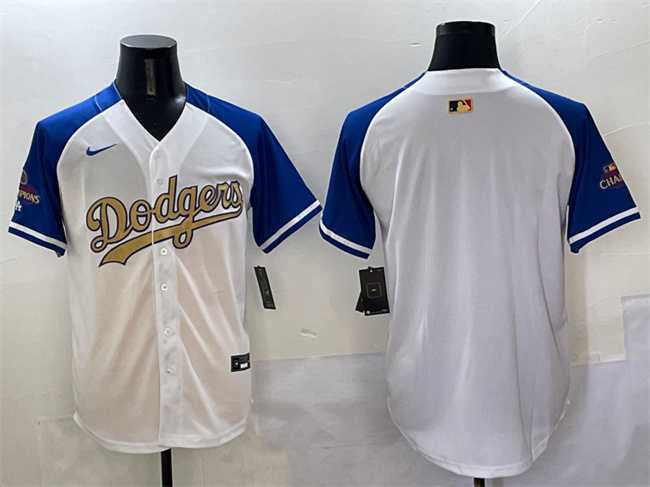 Men%27s Los Angeles Dodgers Blank White Royal Gold 2024 World Series Champions Vapor Limited Stitched Jersey->los angeles dodgers->MLB Jersey